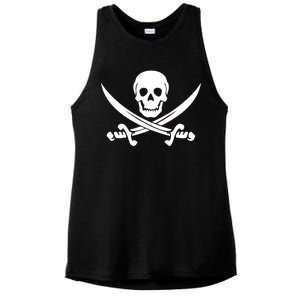 Pirate Skull & Cross Swords Ladies PosiCharge Tri-Blend Wicking Tank