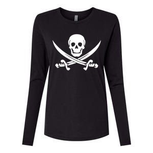 Pirate Skull & Cross Swords Womens Cotton Relaxed Long Sleeve T-Shirt