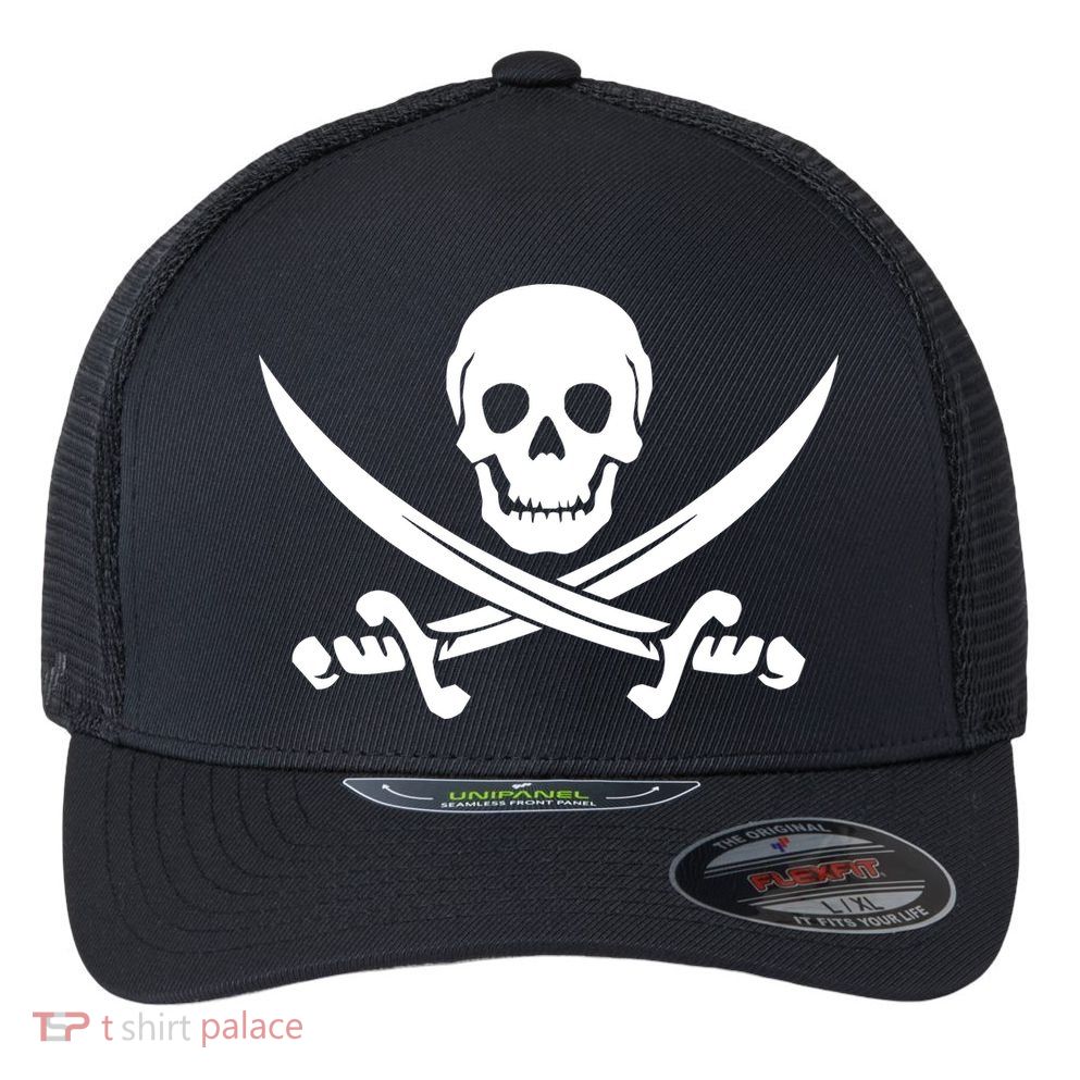 Pirate Skull & Cross Swords Flexfit Unipanel Trucker Cap