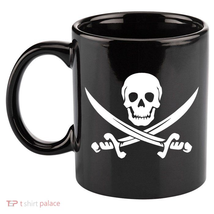 Pirate Skull & Cross Swords 11oz C Handle Ceramic Mug