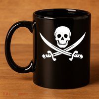 Pirate Skull & Cross Swords 11oz C Handle Ceramic Mug