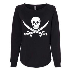 Pirate Skull & Cross Swords Womens California Wash Sweatshirt