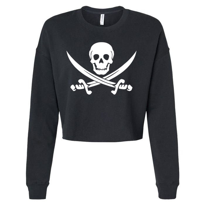 Pirate Skull & Cross Swords Cropped Pullover Crew