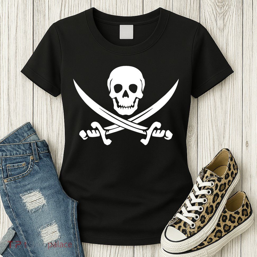 Pirate Skull & Cross Swords Womens T-Shirt