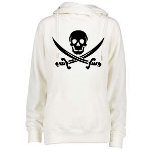 Pirate Skull & Cross Swords Womens Funnel Neck Pullover Hood