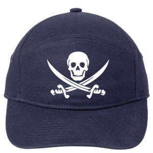 Pirate Skull & Cross Swords 7-Panel Snapback Hat