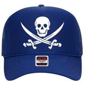 Pirate Skull & Cross Swords High Crown Mesh Back Trucker Hat