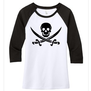 Pirate Skull & Cross Swords Women's Tri-Blend 3/4-Sleeve Raglan Shirt