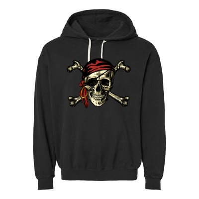 Pirate Skull Crossbones Garment-Dyed Fleece Hoodie