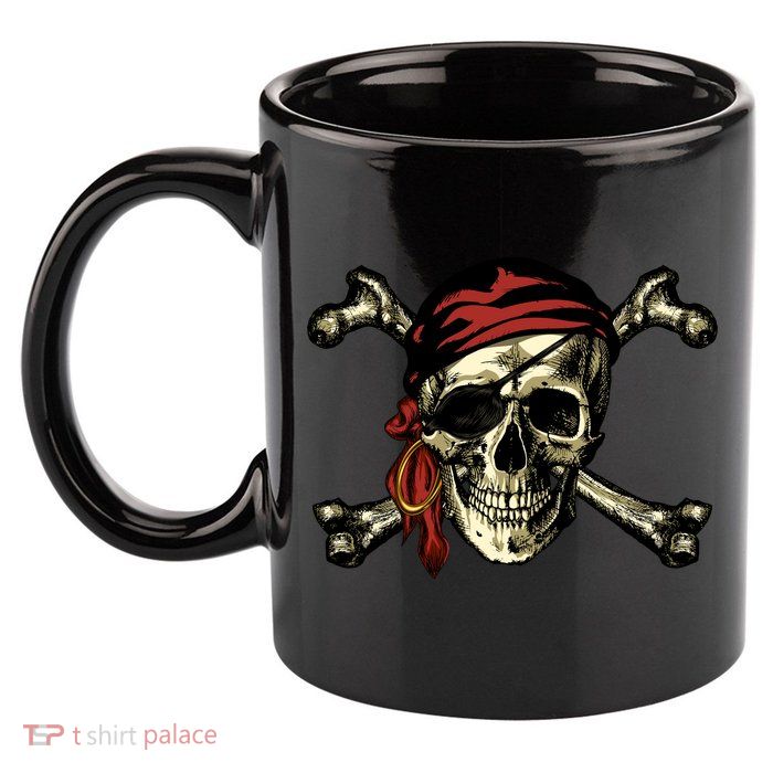 Pirate Skull Crossbones 11oz C Handle Ceramic Mug
