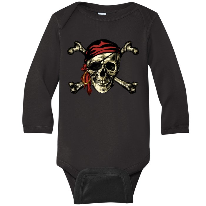 Pirate Skull Crossbones Baby Long Sleeve Bodysuit