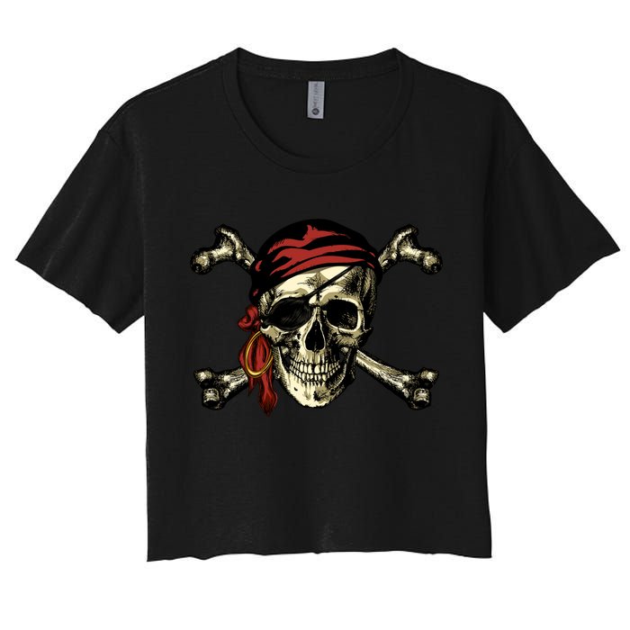 Pirate Skull Crossbones Women's Crop Top Tee