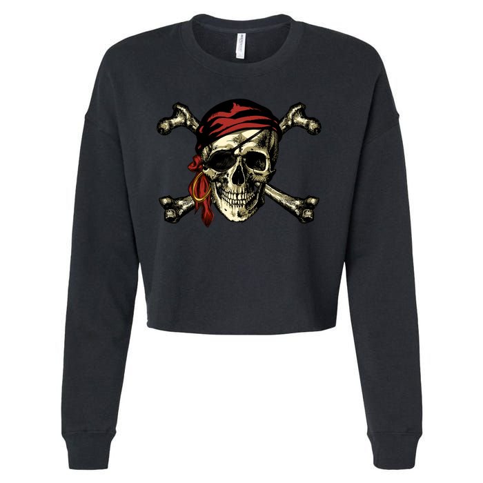 Pirate Skull Crossbones Cropped Pullover Crew