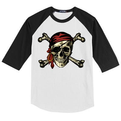 Pirate Skull Crossbones Kids Colorblock Raglan Jersey