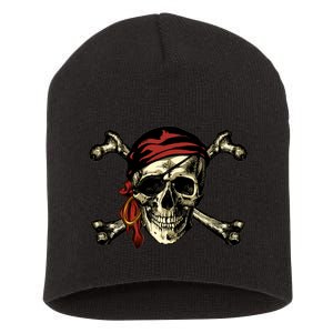 Pirate Skull Crossbones Short Acrylic Beanie