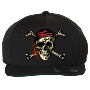 Pirate Skull Crossbones Wool Snapback Cap