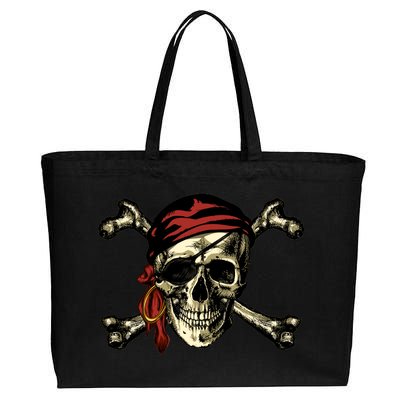 Pirate Skull Crossbones Cotton Canvas Jumbo Tote