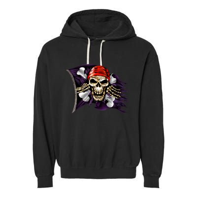 Pirate Skull Flag Garment-Dyed Fleece Hoodie