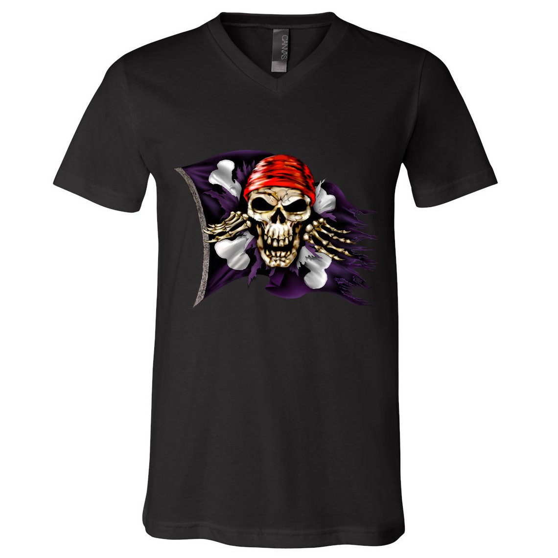 Pirate Skull Flag V-Neck T-Shirt