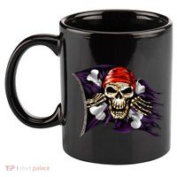 Pirate Skull Flag 11oz C Handle Ceramic Mug