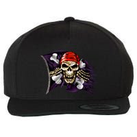 Pirate Skull Flag Wool Snapback Cap