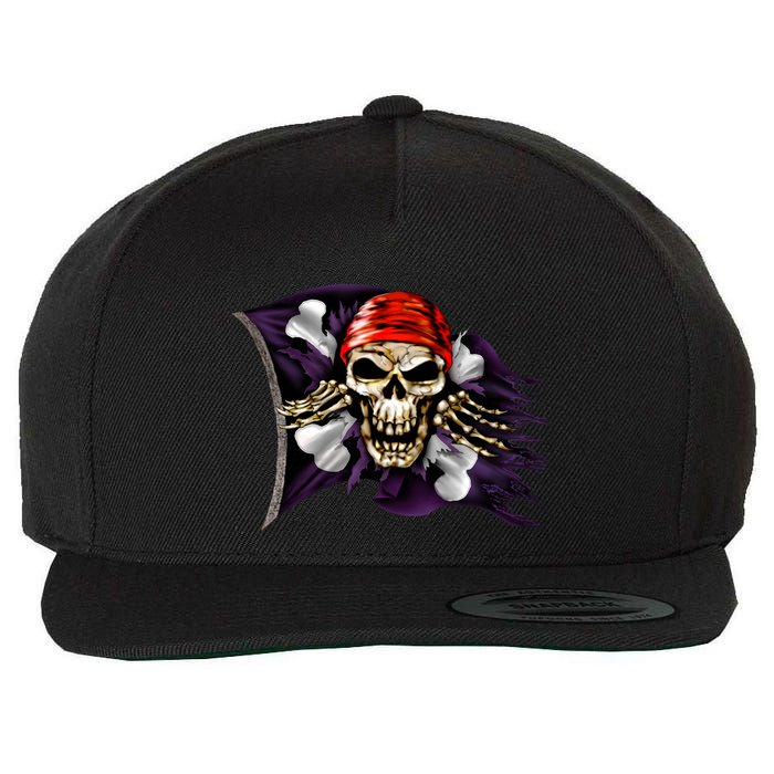 Pirate Skull Flag Wool Snapback Cap