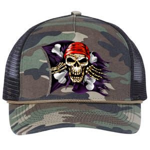 Pirate Skull Flag Retro Rope Trucker Hat Cap