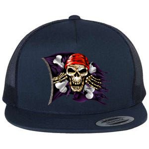 Pirate Skull Flag Flat Bill Trucker Hat