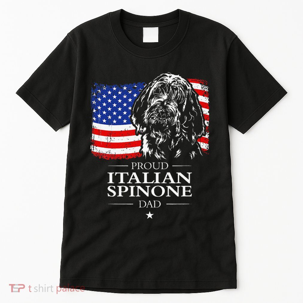 Proud Italian Spinone Dad American Flag Patriotic Dog Gift Tall T-Shirt