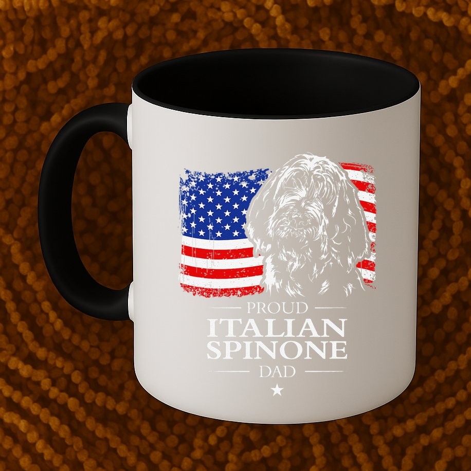 Proud Italian Spinone Dad American Flag Patriotic Dog Gift Mug