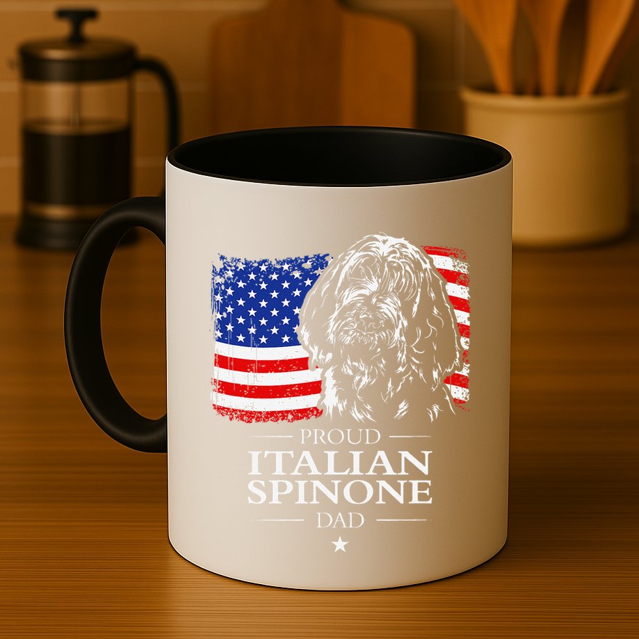 Proud Italian Spinone Dad American Flag Patriotic Dog Gift Mug
