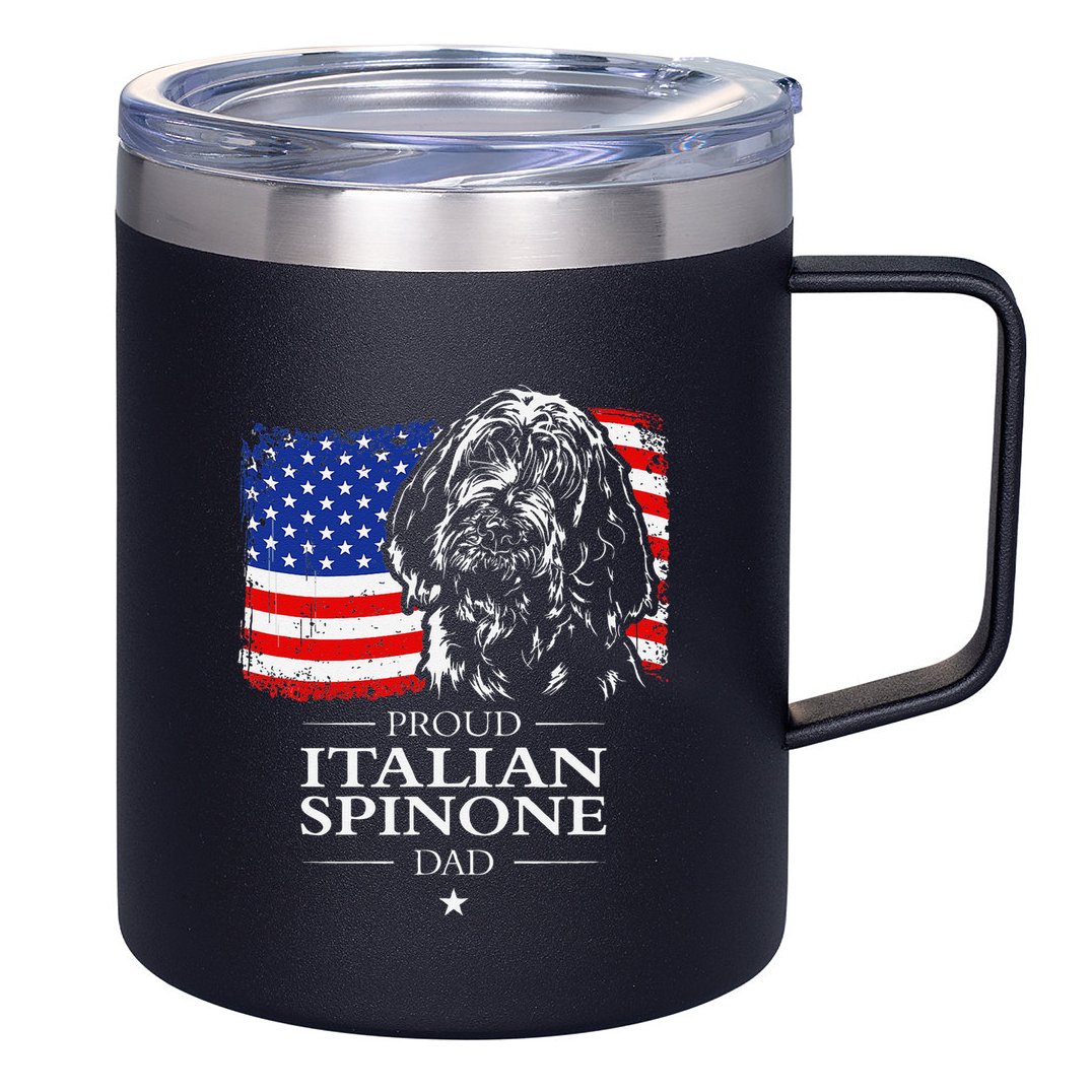 Proud Italian Spinone Dad American Flag Patriotic Dog Gift 12oz Stainless Steel Coffee Mug