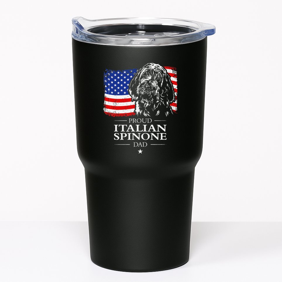 Proud Italian Spinone Dad American Flag Patriotic Dog Gift Tumbler