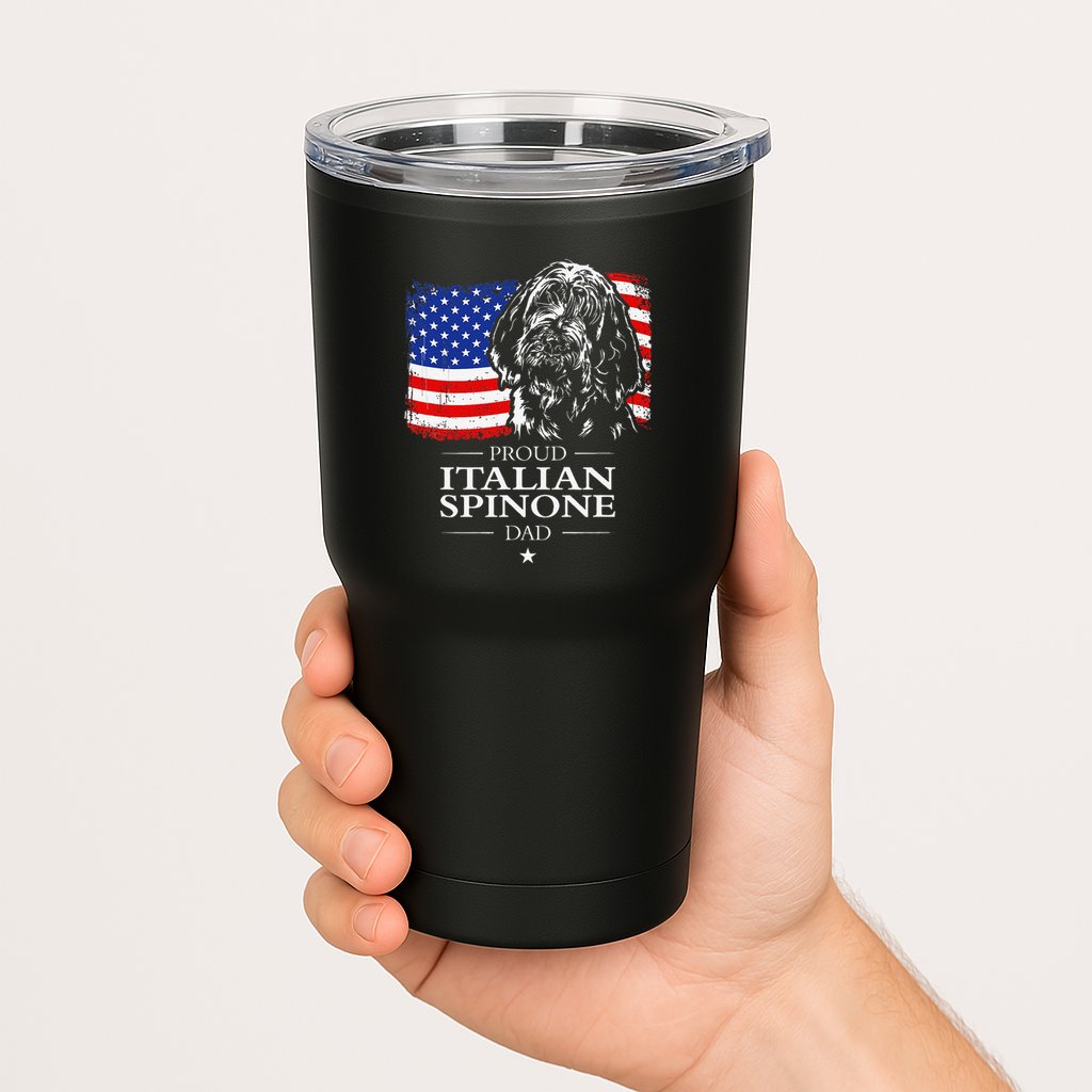 Proud Italian Spinone Dad American Flag Patriotic Dog Gift Tumbler
