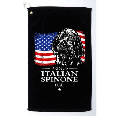 Proud Italian Spinone Dad American Flag Patriotic Dog Gift Golf Towel