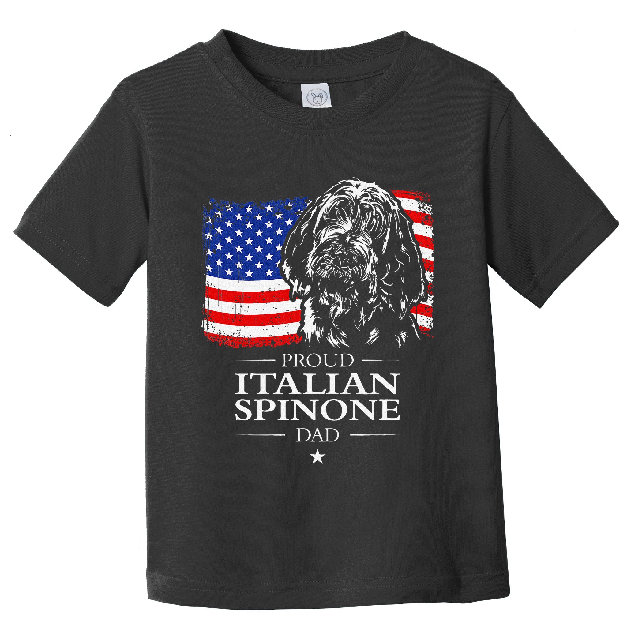Proud Italian Spinone Dad American Flag Patriotic Dog Gift Toddler T-Shirt