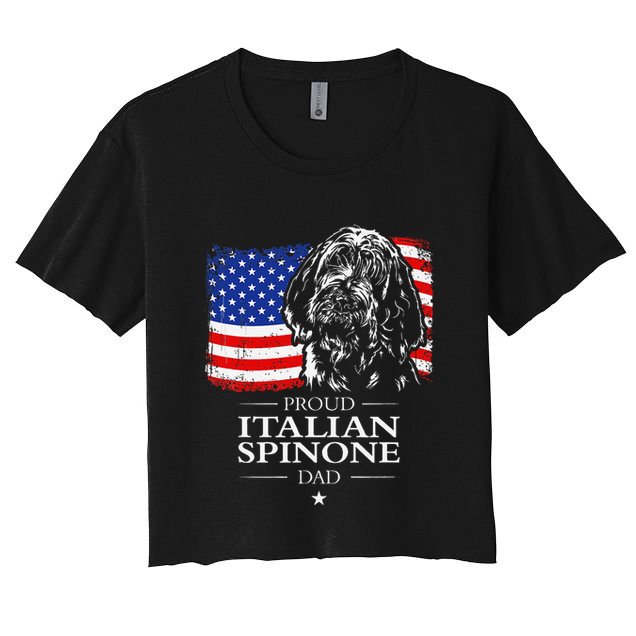 Proud Italian Spinone Dad American Flag Patriotic Dog Gift Crop Top