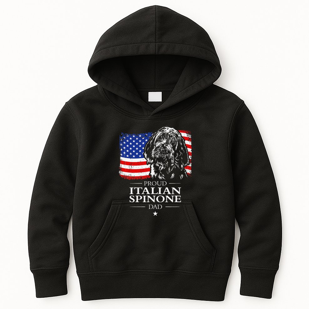 Proud Italian Spinone Dad American Flag Patriotic Dog Gift Kids Hoodie