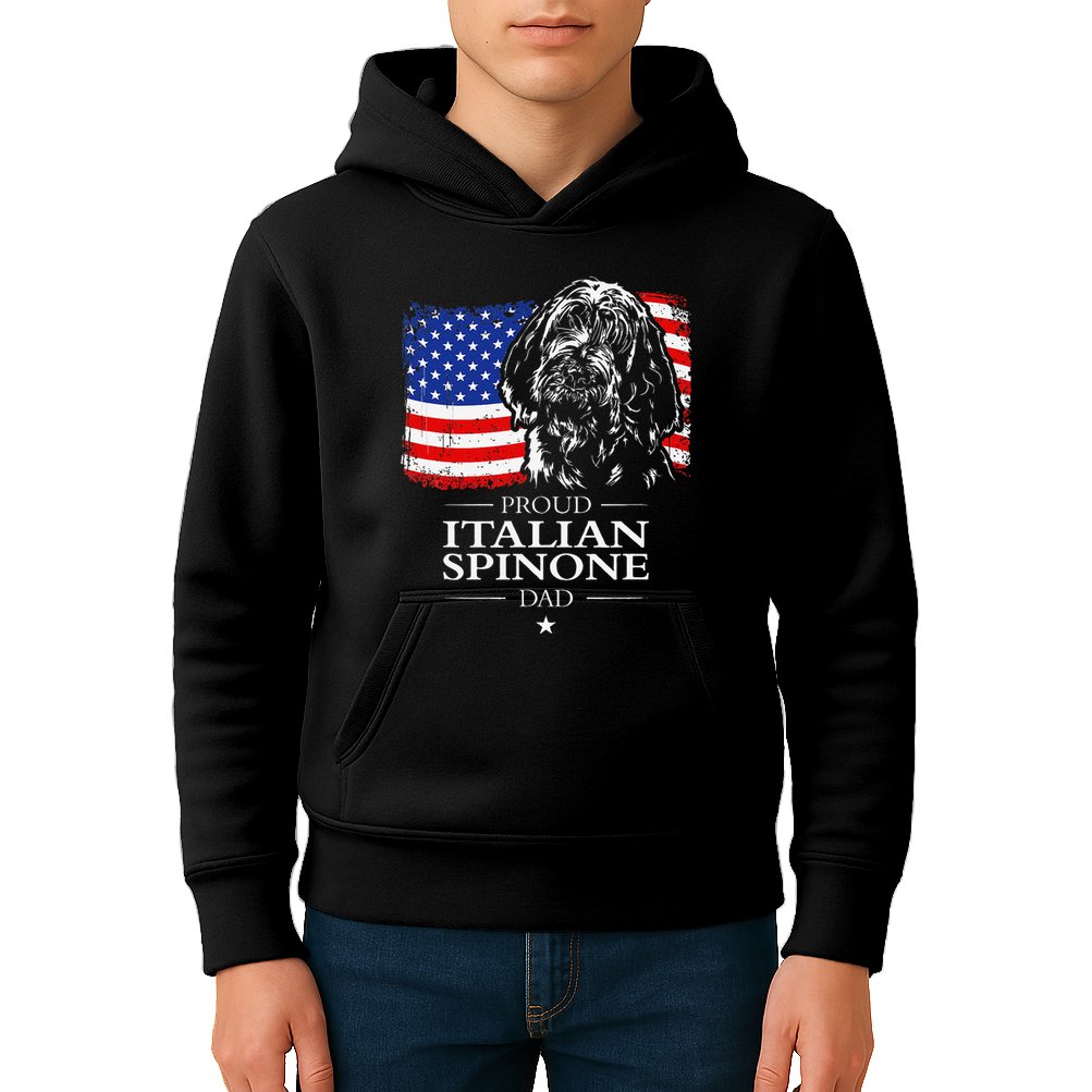 Proud Italian Spinone Dad American Flag Patriotic Dog Gift Kids Hoodie