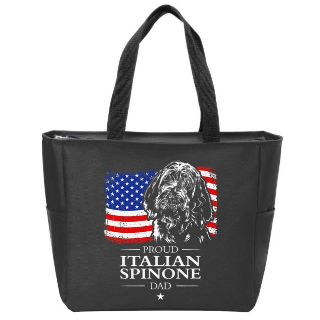 Proud Italian Spinone Dad American Flag Patriotic Dog Gift Zip Tote Bag