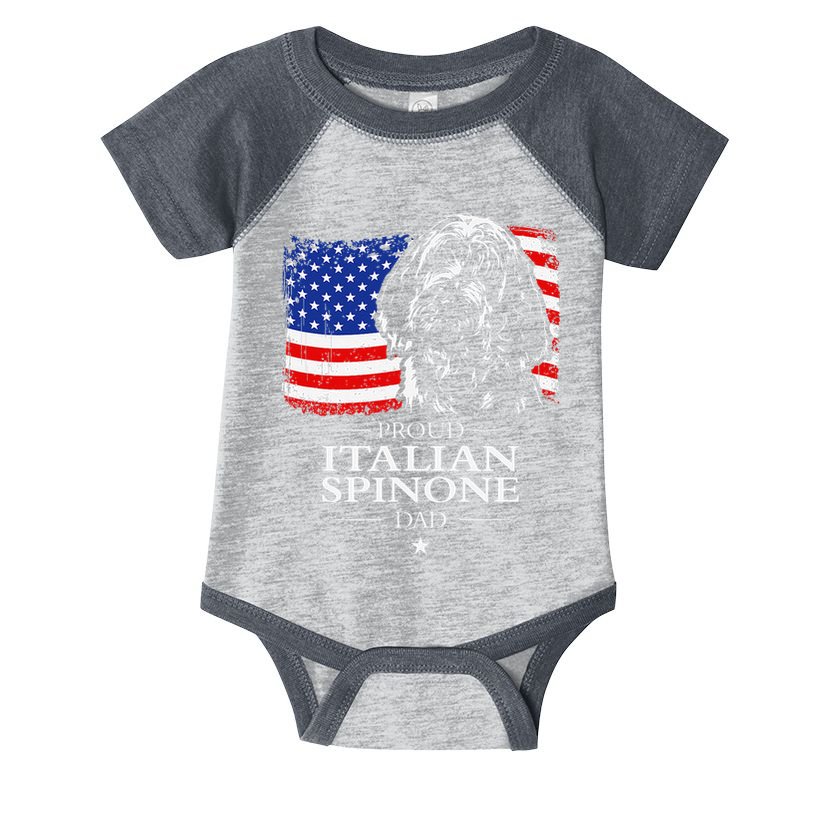 Proud Italian Spinone Dad American Flag Patriotic Dog Gift Infant Baby Jersey Bodysuit