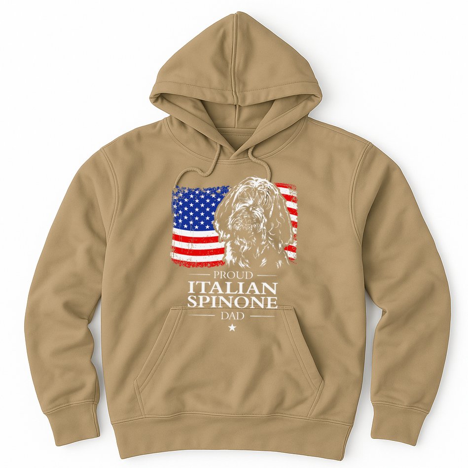 Proud Italian Spinone Dad American Flag Patriotic Dog Gift Hoodie
