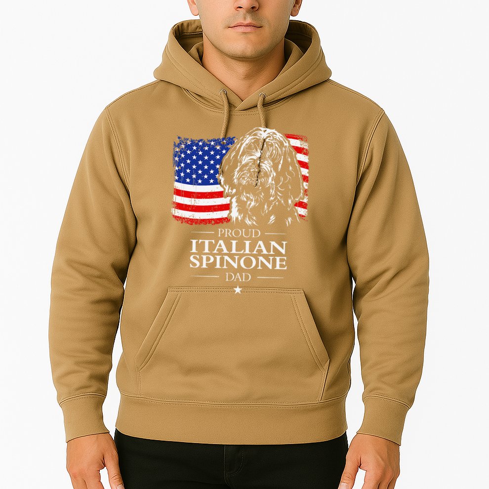 Proud Italian Spinone Dad American Flag Patriotic Dog Gift Hoodie