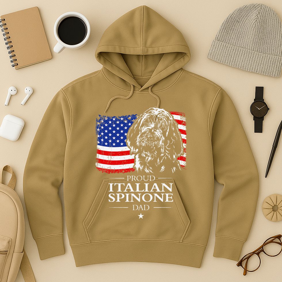 Proud Italian Spinone Dad American Flag Patriotic Dog Gift Hoodie