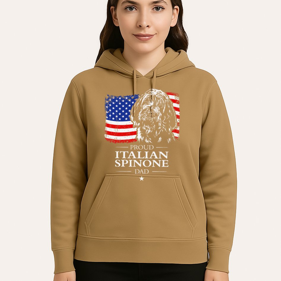 Proud Italian Spinone Dad American Flag Patriotic Dog Gift Hoodie