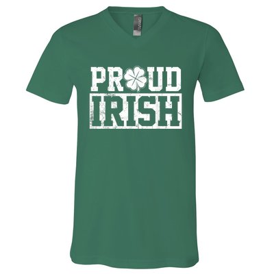 Proud Irish St. Patrick's Day Shamrock Lucky V-Neck T-Shirt