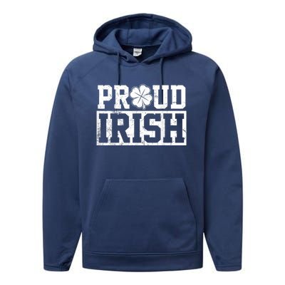 Proud Irish St. Patrick's Day Shamrock Lucky Performance Fleece Hoodie