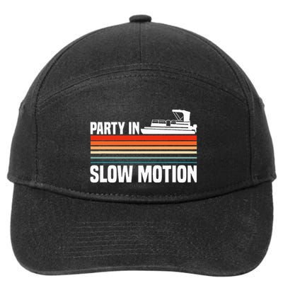 Party In Slow Motion Pontoon Boat Captain Boating Retro 7-Panel Snapback Hat
