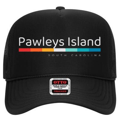 Pawleys Island Sc South Carolina Retro Design High Crown Mesh Back Trucker Hat