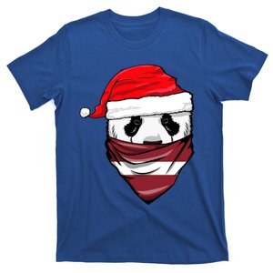 Panda In Santa's Hat And Latvia Flag Bandana Christmas Gift T-Shirt